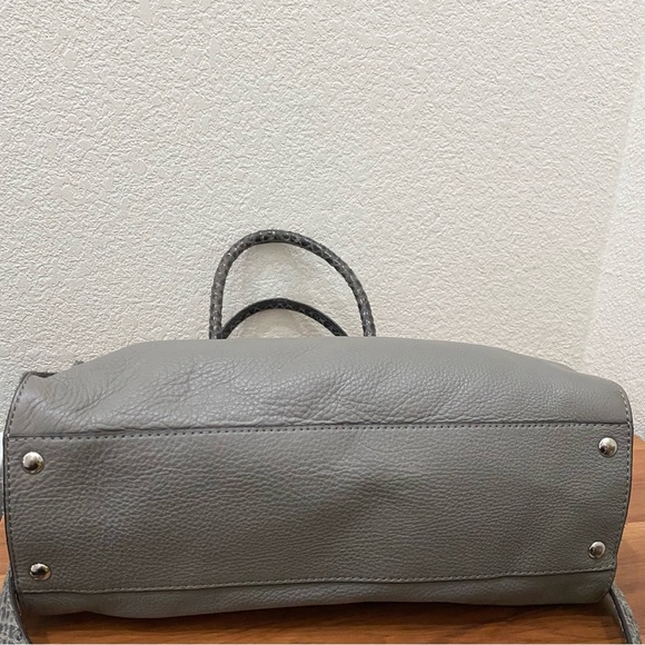 MICHAEL KORS Hamilton Gray Pebbled Leather/Snakeskin Chain Handle Shoulder Bag - Picture 9 of 16